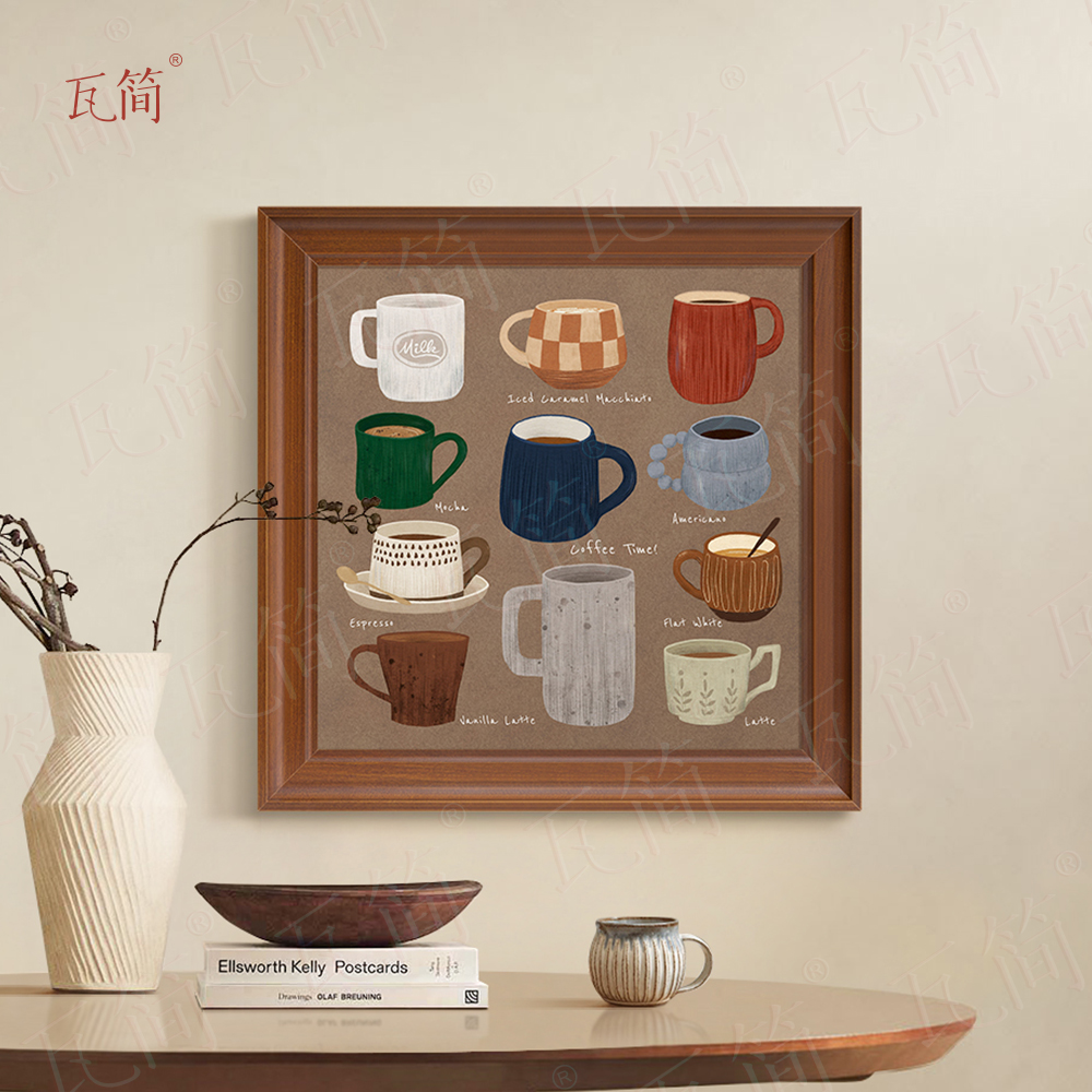 装饰画餐厅餐边柜客厅挂画轻奢高级感法式复古艺术背景墙餐桌瓦简图片