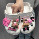 花装 甜酷风卡皮巴拉洞洞鞋 饰 扣适配crocs鞋 扣鞋 配饰 玫粉色卡通鞋