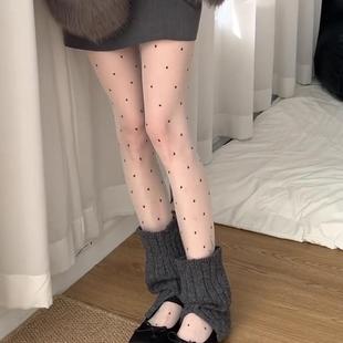 防勾丝打底黑丝性感纯欲jk圆点连裤 黑色波点丝袜薄款 袜女 新款 秋季