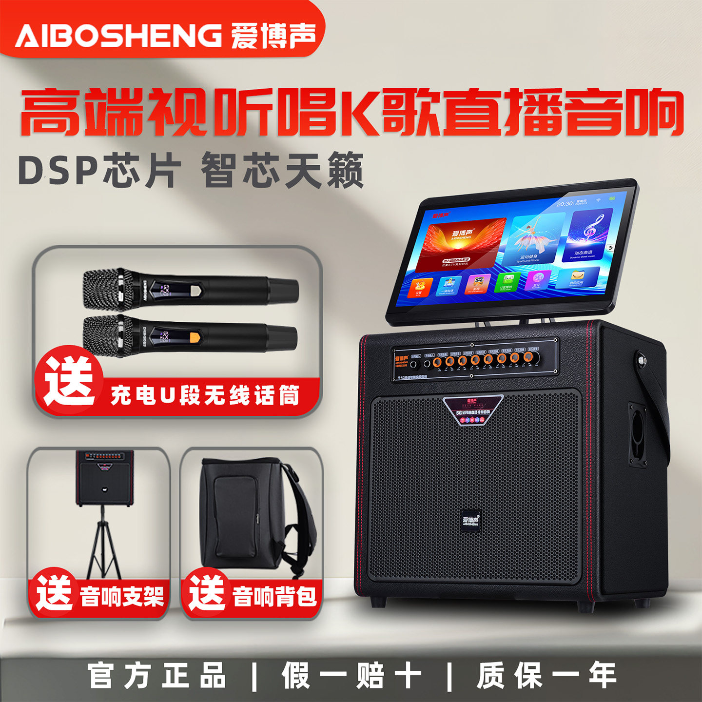 爱博声A5大功率显示屏K歌音响