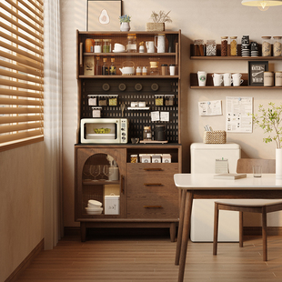 红林日记实木餐边柜小户型餐厅高柜茶水柜客厅靠墙一体储物收纳柜