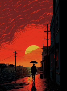 夕阳下的背diy数字油画高级填色涂绘打发时间手工丙烯挂画包邮