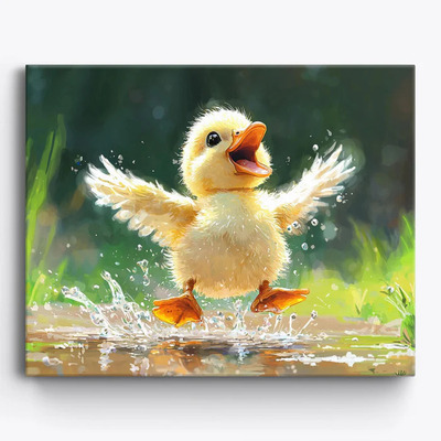 小鸭欢歌diy数字油画填色丙烯画油彩治愈装饰画支持喷绘打印成品