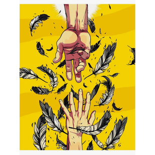 援助之手高级感数字油画diy填充手绘丙烯油彩画装饰画