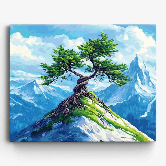山巅之树diy数字油画填色丙烯画油彩装饰画支持喷绘打印成品图片