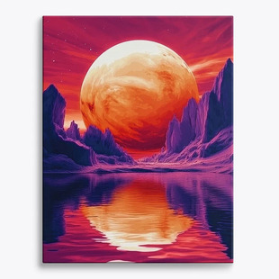 赤星倒影diy数字油画填色丙烯画油彩减压装饰画支持喷绘打印成品