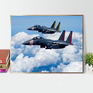 攻击鹰战斗机diy数字油画填色丙烯画汽车装饰画喷绘打印成品挂画