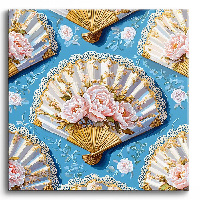 牡丹金缕扇diy数字油画填色丙烯画油彩装饰画支持喷绘打印成品图片