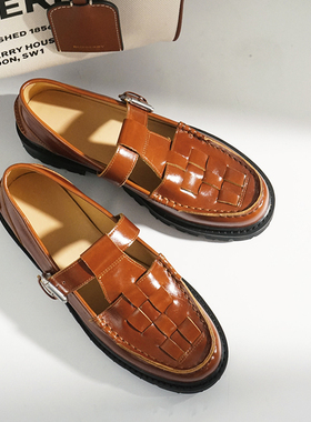 17号的下午 |  手工编织复古罗马鞋 百搭厚底T字带玛丽珍女鞋