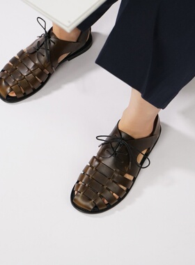 会员福利 | 罗马凉鞋 复古橄榄绿编织镂空平底凉鞋女