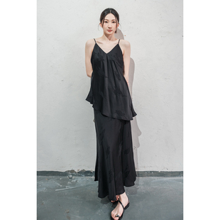 2025夏季新款知识分子法式优雅风挂脖无袖背心套装高腰长裤两件套