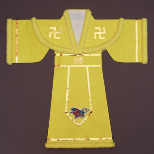 僧袍纸衣服冬季绒绒边佛袍神仙纸袍大红色长袍万字袍佛祖款冬款