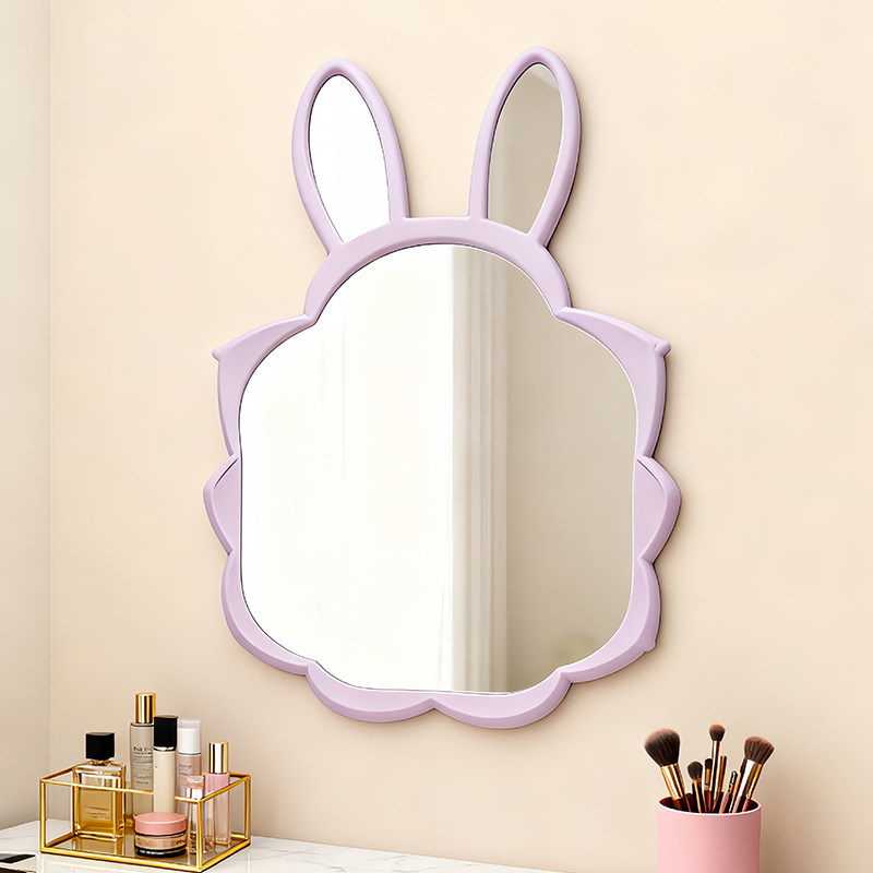 卡通创意兔子造型装饰镜可爱不规则艺术化妆镜高级led智能浴室镜