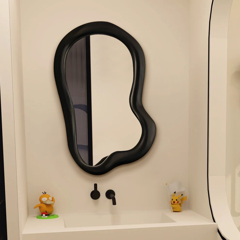 黑色不规则挂墙式浴室镜