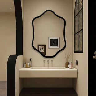北欧异形浴室镜轻奢不规则装 饰镜壁挂艺术化梳妆镜ins风创意镜子