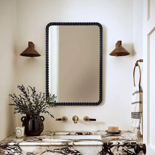 简约装饰镜北欧不规则梳妆镜ins奶油风智能卫浴镜卧室壁挂化妆镜