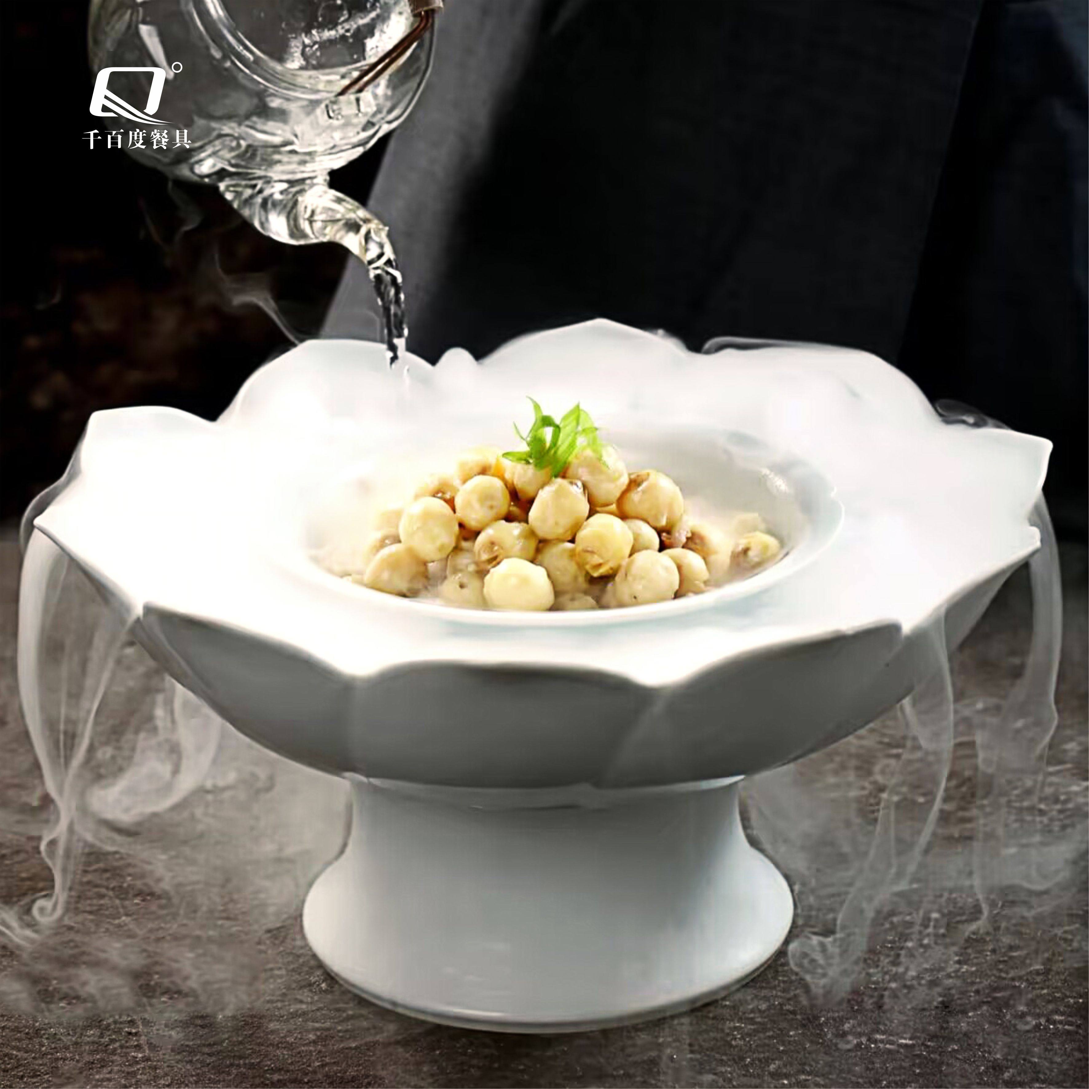 酒店莲花血鸭盘子莲子创意干冰餐具意境菜赣厅冷凉菜荷花特色器皿,餐饮具,盘,淘宝优惠券,粉丝福利购,淘宝优惠卷