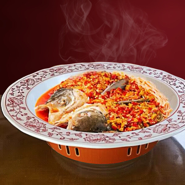 高级感中国风剁椒鱼头专用盘子莲花帝王蟹大号蒸鱼盘特色中式菜盘