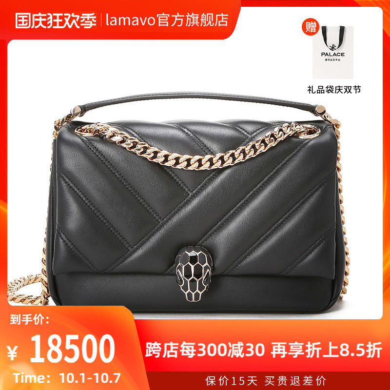 Bvlgari/宝格丽Serpenti Cabochon蛇头链条单肩包