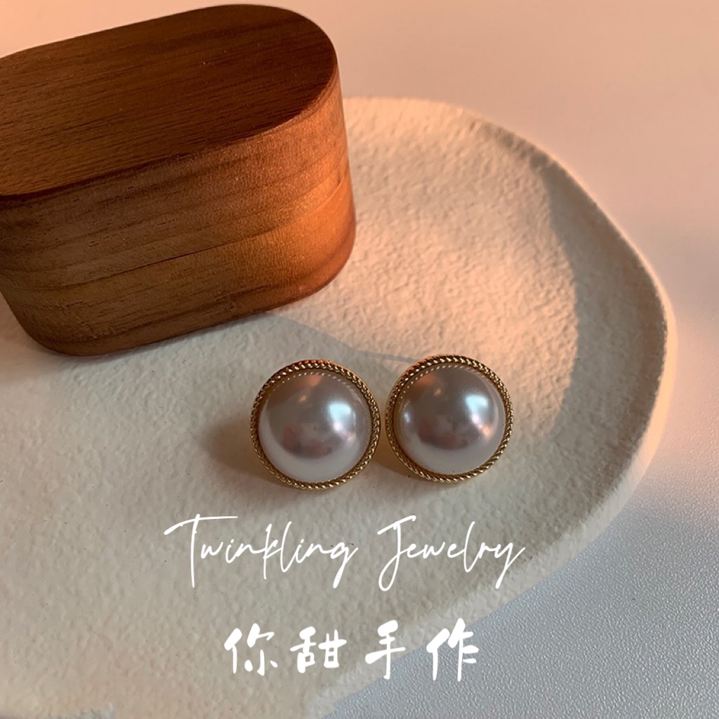 「珍珠岁月」复古港风蚊香盘耳夹宫廷气质高级感耳环优雅珍珠耳钉