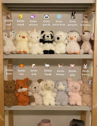 英国jellycat Little毛绒玩偶狐狸小狗企鹅小蛇兔子小羊熊猫小猪