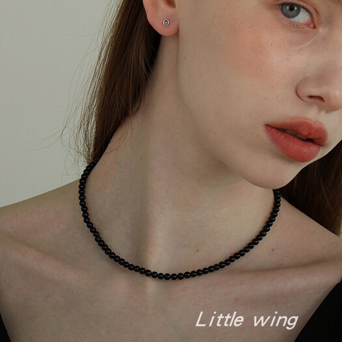 玛瑙圆珠女暗黑系项链