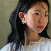 蝴蝶结高级感银色925银针耳钉耳夹 现货 韩国博主fever同款 戒指