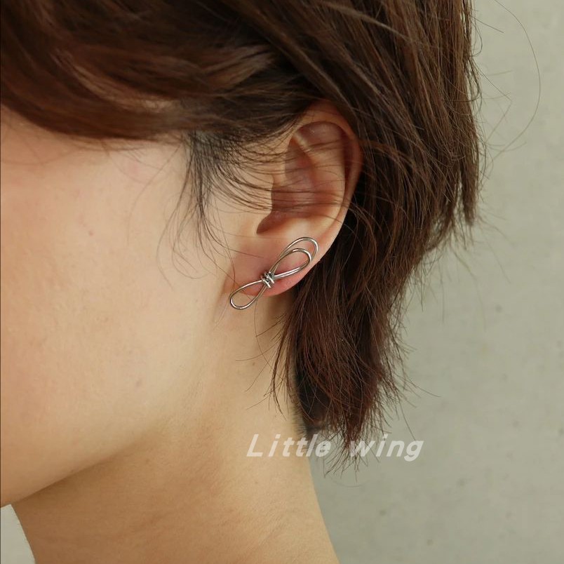 出口日本金属线条蝴蝶8字耳钉女