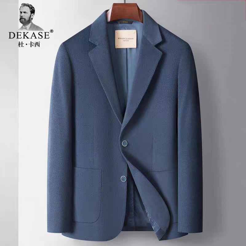 Dekase秋冬羊毛西服男休闲商务毛呢外套100%纯羊毛男士高级感西装