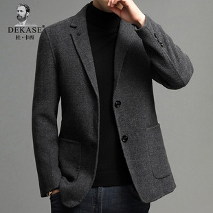 毛呢西装 Dekase 男士 灰色商务休闲 外套 羊毛西服男秋冬2025新款
