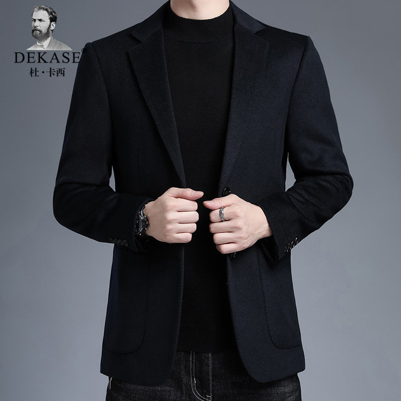 Dekase 加厚羊毛西装男秋冬新款中年毛呢商务休闲男士西服外套