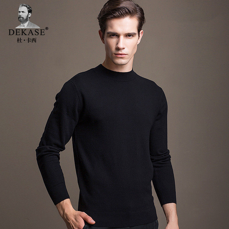 Dekase 高端品牌羊毛衫男100纯羊毛秋冬针织衫半高领毛衣男冬加厚