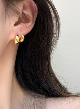 S925银针金属小众设计感前后挂耳环高级感韩版ins冷淡风耳钉潮人