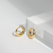 高级感简约小巧金色圈圈耳扣冷淡风ins金属小水滴耳环时髦耳饰女