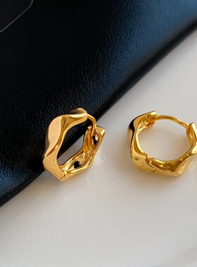 ins简约金属冷淡风不规则圈圈耳环耳扣耳饰潮人时髦气质通勤耳饰
