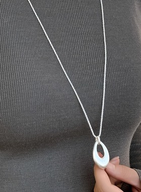 银色哑光高级大牌简约气质毛衣链