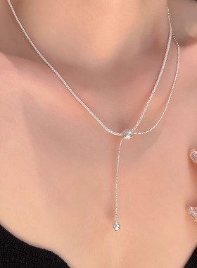 法式高级清冷感银色金属链条双层项链颈链锁骨链2025夏季新款女