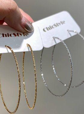 欧美ins夸张金属大圆圈圈细hoop耳环时髦潮人耳圈个性街头耳饰女