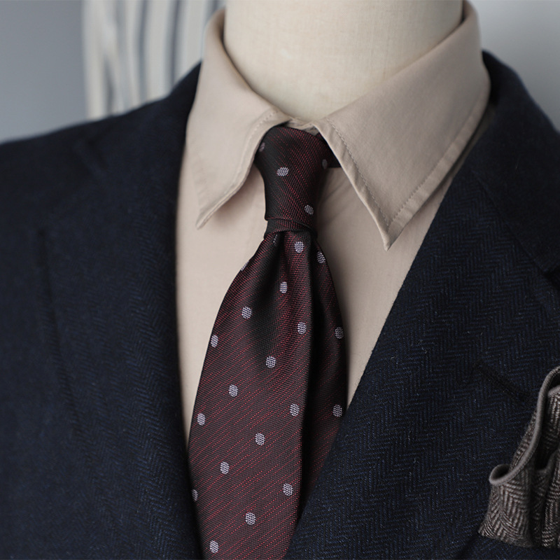 轻奢复古绅士风法式8CM墨绿咖啡酒红条纹职业商务休闲男士领带