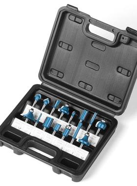 木工铣刀塑盒套装 修边机雕刻机组合木工刀具1/4柄套装15PC