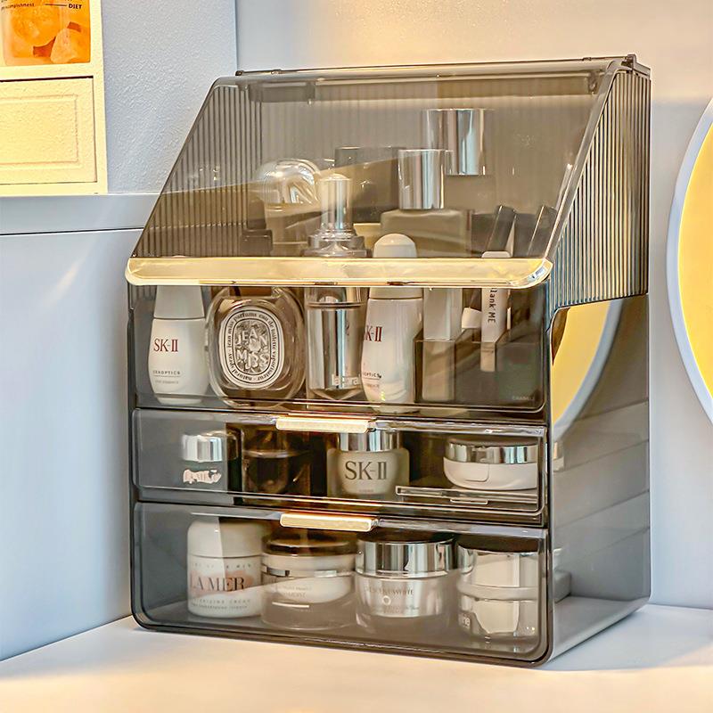 化妆品收纳盒防尘梳妆台透明亚克力置物架桌面口红护肤品整理抽屉