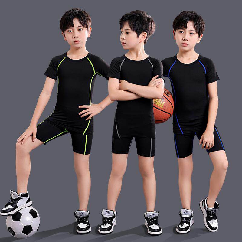 短款学生速干衣男女童游泳健身服足球篮球吸湿排汗户外打底训练服