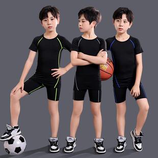 短款学生速干衣男女童游泳健身服足球篮球吸湿排汗户外打底训练服