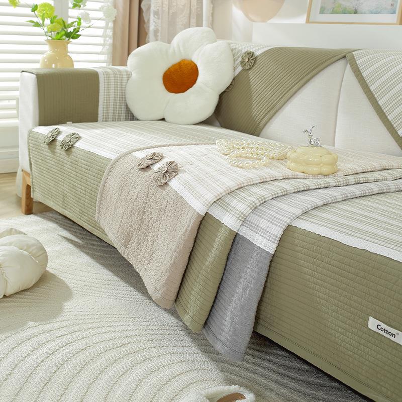 纯棉花朵沙发垫四季通用防滑坐垫子田园简约风全棉防尘布艺盖巾