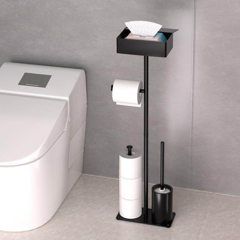 热卖立式厕纸架带马桶刷一体整理架浴室落地清洁马桶刷防潮湿巾盒