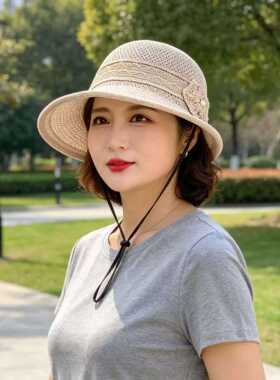 编织渔夫帽女夏季新款韩版时尚百搭防晒帽户外旅行出游遮阳沙滩帽