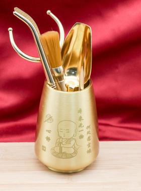 爆款黄铜大号茶道六君子茶具配件茶刀茶勺茶叶罐茶壶茶杯茶具套装