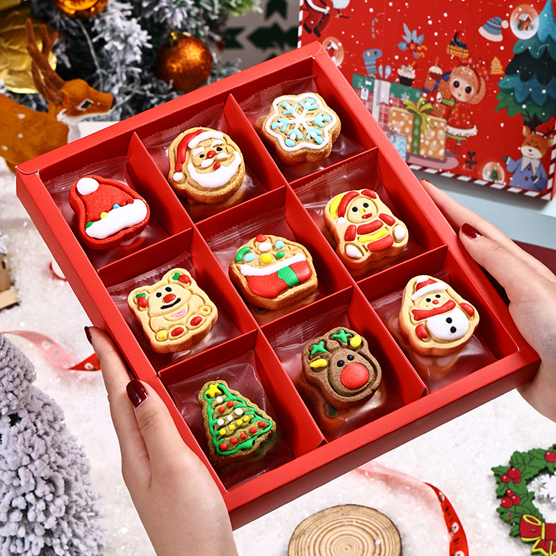 爆款圣诞节礼盒儿童圣诞趣味盲盒礼物礼品曲奇饼干糖霜饼干零食