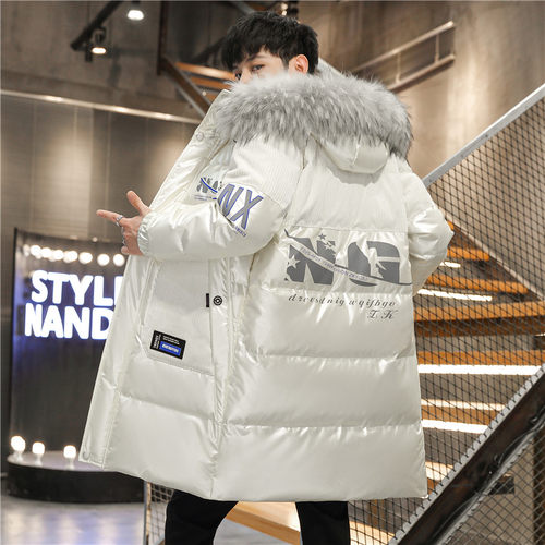 加厚中长款羽绒服连帽潮