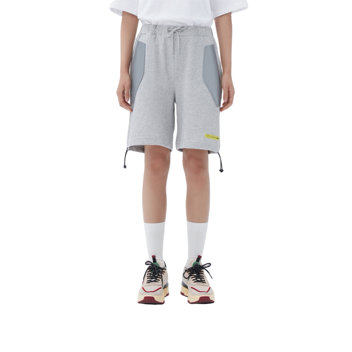 李宁LNG未来玩家系列反光拼色拼接针织五分夏季男士短裤FHBB017